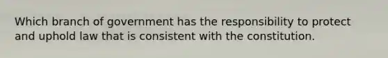 Which branch of government has the responsibility to protect and uphold law that is consistent with the constitution.