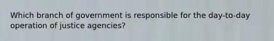 Which branch of government is responsible for the day-to-day operation of justice agencies?