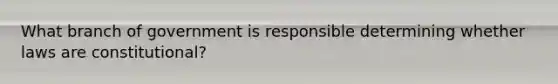 What branch of government is responsible determining whether laws are constitutional?