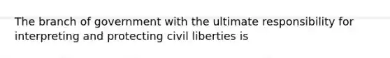 The branch of government with the ultimate responsibility for interpreting and protecting civil liberties is