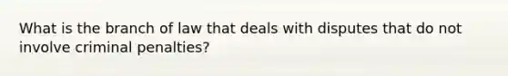 What is the branch of law that deals with disputes that do not involve criminal penalties?