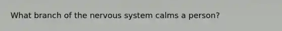 What branch of the nervous system calms a person?