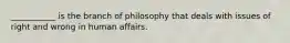 ___________ is the branch of philosophy that deals with issues of right and wrong in human affairs.