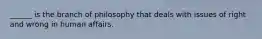 ______ is the branch of philosophy that deals with issues of right and wrong in human affairs.