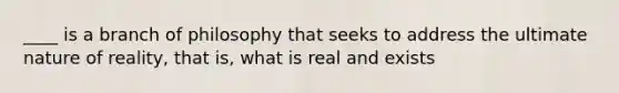 ____ is a branch of philosophy that seeks to address the ultimate nature of reality, that is, what is real and exists