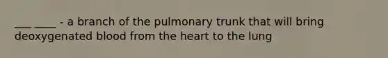 ___ ____ - a branch of the pulmonary trunk that will bring deoxygenated blood from the heart to the lung