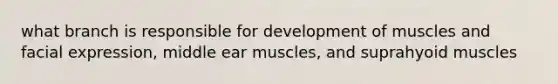 what branch is responsible for development of muscles and facial expression, middle ear muscles, and suprahyoid muscles