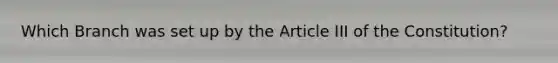 Which Branch was set up by the Article III of the Constitution?