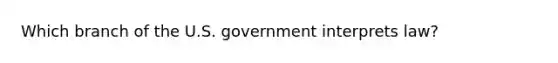 Which branch of the U.S. government interprets law?