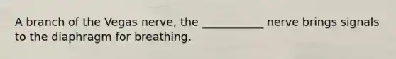 A branch of the Vegas nerve, the ___________ nerve brings signals to the diaphragm for breathing.