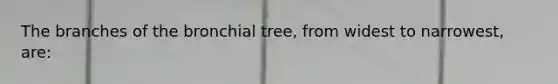 The branches of the bronchial tree, from widest to narrowest, are: