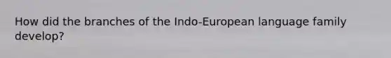 How did the branches of the Indo-European language family develop?