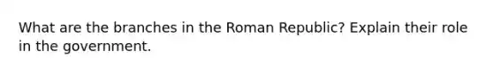 What are the branches in the Roman Republic? Explain their role in the government.