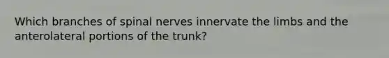 Which branches of spinal nerves innervate the limbs and the anterolateral portions of the trunk?