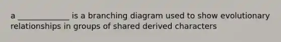 a _____________ is a branching diagram used to show evolutionary relationships in groups of shared derived characters