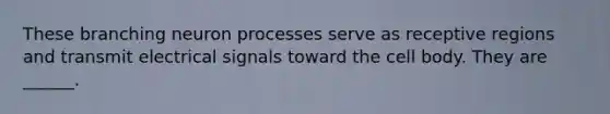 These branching neuron processes serve as receptive regions and transmit electrical signals toward the cell body. They are ______.
