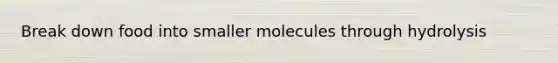 Break down food into smaller molecules through hydrolysis