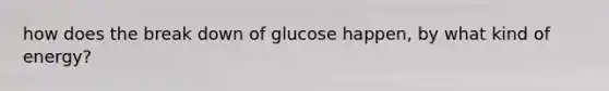 how does the break down of glucose happen, by what kind of energy?