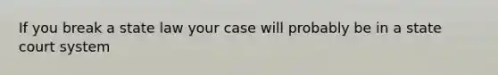 If you break a state law your case will probably be in a state court system