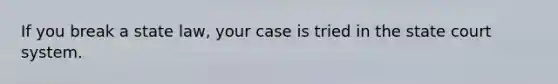 If you break a state law, your case is tried in the state court system.