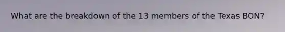 What are the breakdown of the 13 members of the Texas BON?