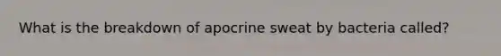 What is the breakdown of apocrine sweat by bacteria called?