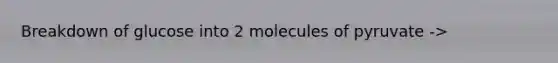 Breakdown of glucose into 2 molecules of pyruvate ->