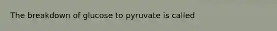 The breakdown of glucose to pyruvate is called