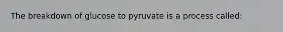 The breakdown of glucose to pyruvate is a process called: