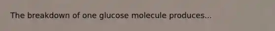 The breakdown of one glucose molecule produces...