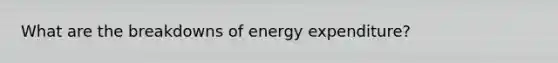 What are the breakdowns of energy expenditure?