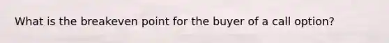 What is the breakeven point for the buyer of a call option?