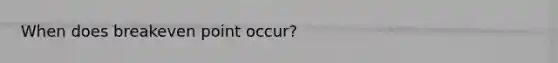 When does breakeven point occur?