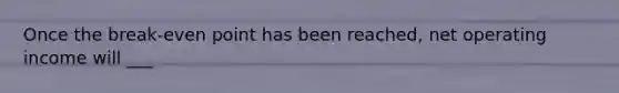 Once the break-even point has been reached, net operating income will ___