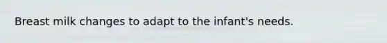 Breast milk changes to adapt to the infant's needs.