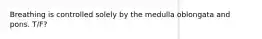 Breathing is controlled solely by the medulla oblongata and pons. T/F?