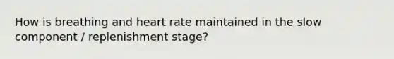 How is breathing and heart rate maintained in the slow component / replenishment stage?