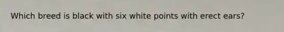 Which breed is black with six white points with erect ears?
