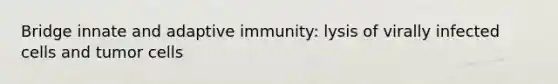 Bridge innate and adaptive immunity: lysis of virally infected cells and tumor cells