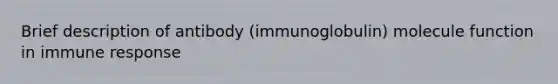 Brief description of antibody (immunoglobulin) molecule function in immune response