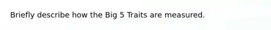 Briefly describe how the Big 5 Traits are measured.