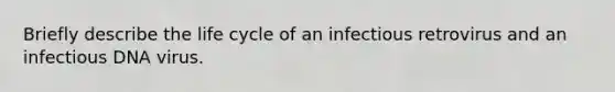 Briefly describe the life cycle of an infectious retrovirus and an infectious DNA virus.