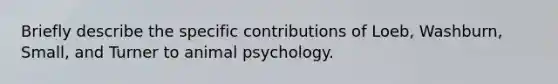 Briefly describe the specific contributions of Loeb, Washburn, Small, and Turner to animal psychology.