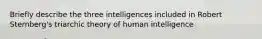 Briefly describe the three intelligences included in Robert Sternberg's triarchic theory of human intelligence