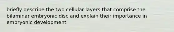 briefly describe the two cellular layers that comprise the bilaminar embryonic disc and explain their importance in embryonic development