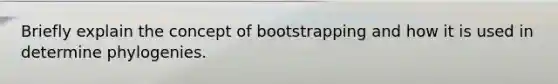 Briefly explain the concept of bootstrapping and how it is used in determine phylogenies.