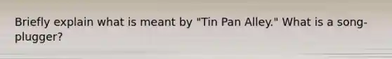 Briefly explain what is meant by "Tin Pan Alley." What is a song-plugger?