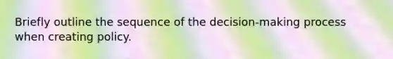 Briefly outline the sequence of the decision-making process when creating policy.