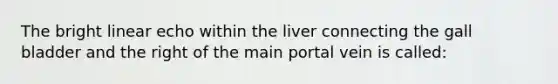 The bright linear echo within the liver connecting the gall bladder and the right of the main portal vein is called: