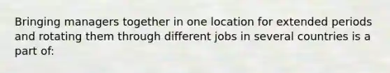 Bringing managers together in one location for extended periods and rotating them through different jobs in several countries is a part of: